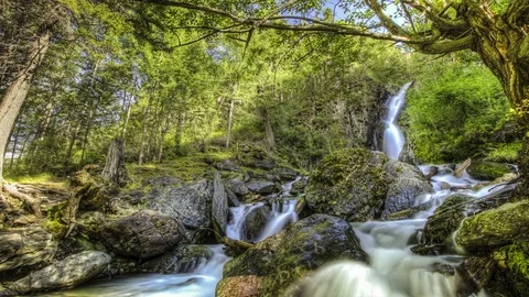 HDR Waterfall in Paradise time lapse. 스톡 동영상 84136369