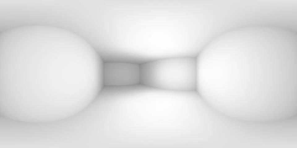 HDRI environment map of simple white room from corner Stock Photos