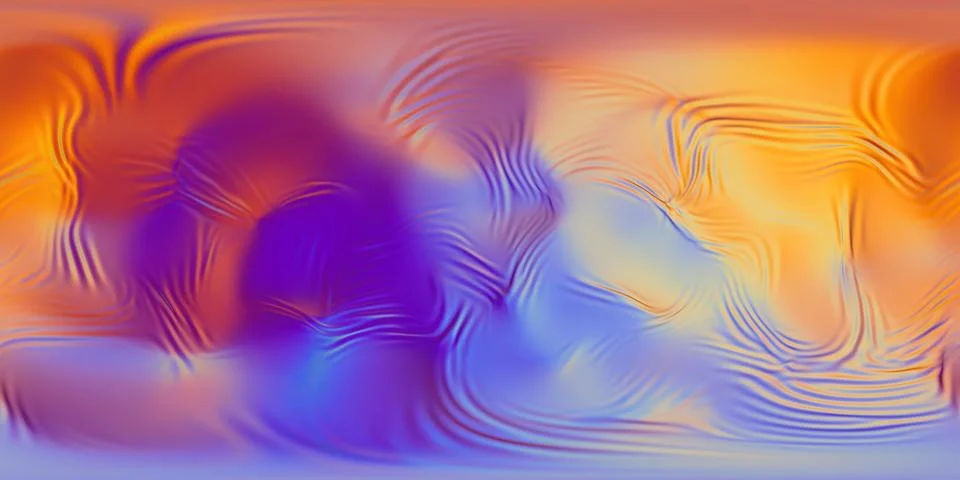 HDRI. Gradient waves, iridescent chrome wavy surface. Stock Illustration
