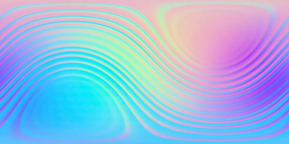 HDRI. Gradient waves, iridescent chrome wavy surface. Stock Illustration