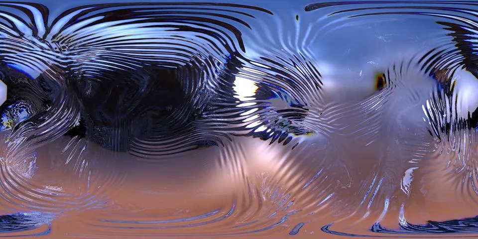 HDRI. Gradient waves, iridescent chrome wavy surface. Stock Illustration