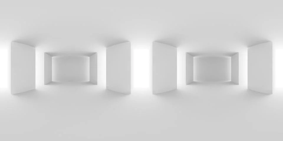 HDRI map of abstract white empty room with columns Illustrazione stock