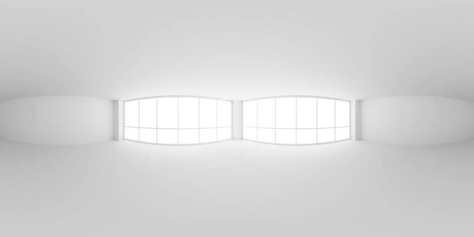 HDRI map of empty white business office room with light from large windows Illustration