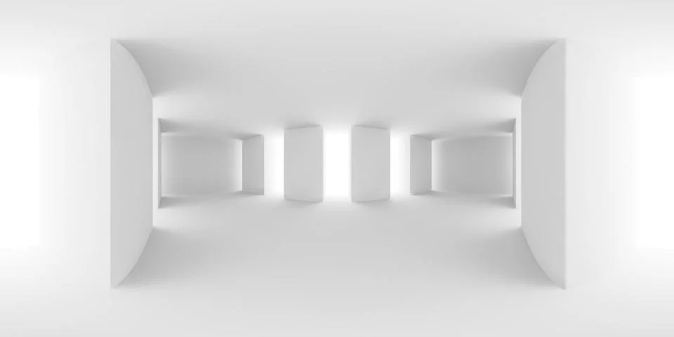 HDRI map of white abstract empty room with columns Stock Illustration