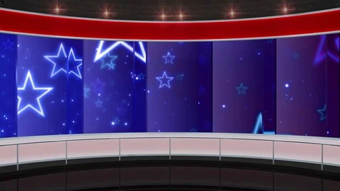 HDTV entertaintment Virtual Studio Green Screen Background Red Blue Star Stock Footage 80669565