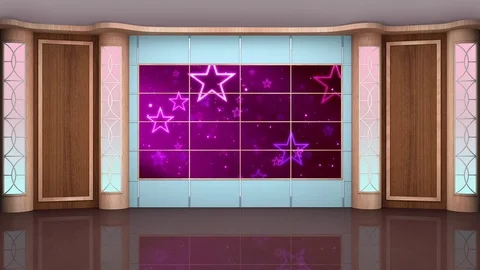 HDTV  News Talkshow Virtual Studio Green Screen Background Wood Violet Video stock 80858820