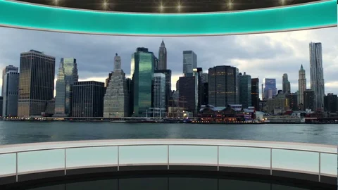HDTV  News TV Virtual Studio Green Screen Background Green Cityscape Video stock 80809378