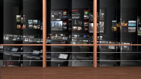 HDTV  News Virtual Studio Green Screen Background Control Room Vidéo 80852212