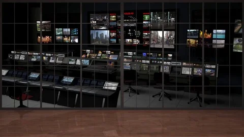 HDTV News Virtual Studio Green Screen Background Control Room Vidéo 80852262