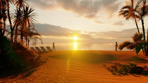 He and she on the beach Stock Footage 124801937