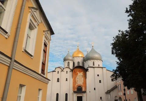 He Cathedral of St. Sofia in Novgorod, Russia, inside the Novgorod Kremlin Stock Photos