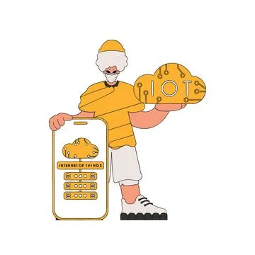 He is an expert in cloud storage, internet of things and server tech. Illustrazione stock