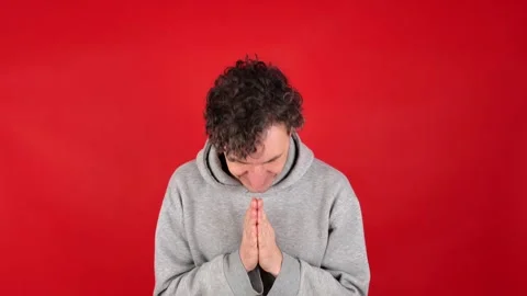 He folded hands, palms facing each other in front. Видео 304747712