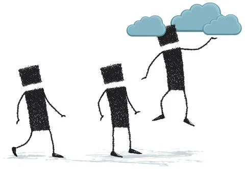 He has his head in the clouds Stock Illustration