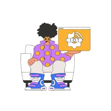 He has the IoT logo in his grasp. Stockillustratie