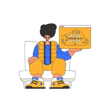 He has the logo for the internet of things in his grasp. Stock Illustration