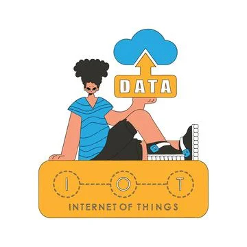 He holds cloud storage in his grasp. Stock Illustration