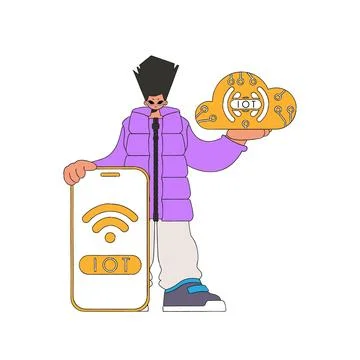 He hosts a server for cloud storage and IoT applications. Illustrazione stock