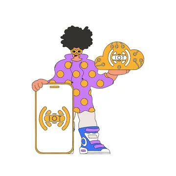 He hosts a server for cloud storage and IoT. Stock Illustration