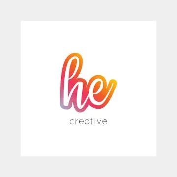 HE logo, vector. Useful as branding, app icon, alphabet combination, clip-art 库存插图