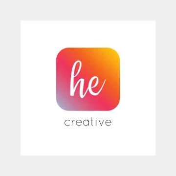 HE logo, vector. Useful as branding, app icon, alphabet combination, clip-art Stock Illustration