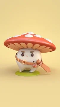 He is a mushroom boy 3d render Stock-Illustration