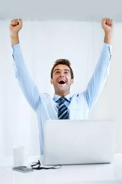 He never thought hed make the deadline... But he did. A businessman sitting a Stock Photos