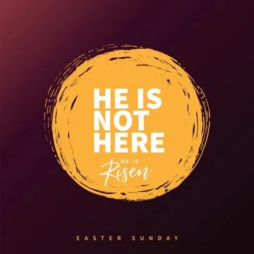He is not here for He is risen creative poster with open tomb Stock Illustration