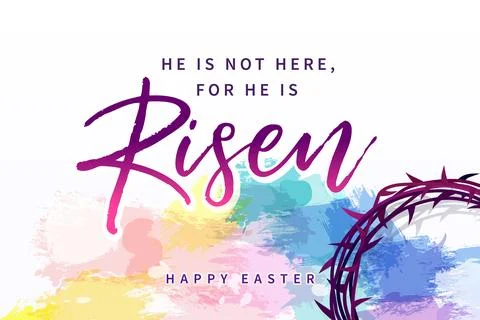 He is not here, for He is Risen - Happy Easter watercolor holiday card Stock Illustration