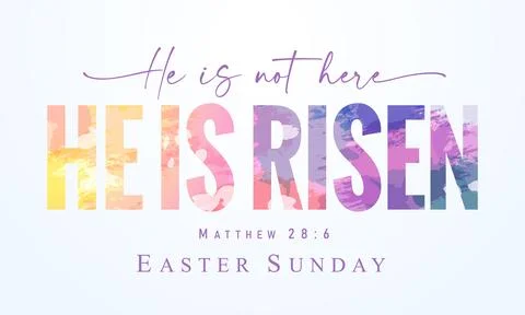 He is not here, He is Risen - Easter Sunday watercolor lettering design 스톡 일러스트