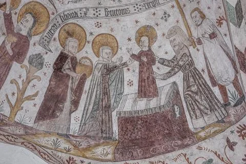 He presentation at the temple is an ancient wall-painting in the vault of K.. Stock Photos