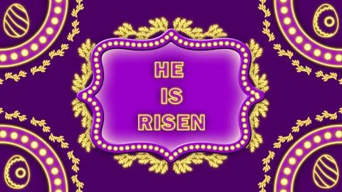 He is risen blessings in dark purple colour with bright yellow light Illustrazione stock