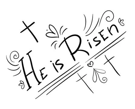 He is risen - christian lettering Stock Illustration