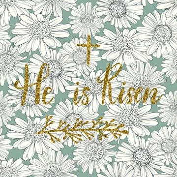 He Is Risen, Easter holiday celebration card Illustrazione stock
