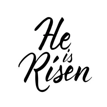 He is risen Easter holiday vector calligraphy lettering. Christian religious Stock Illustration