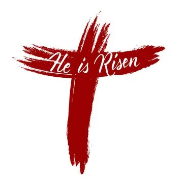 He is risen Easter holiday vector calligraphy lettering. Christian religious Stock Illustration