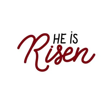 He is risen Easter holiday vector calligraphy lettering. Christian religious Stock Illustration