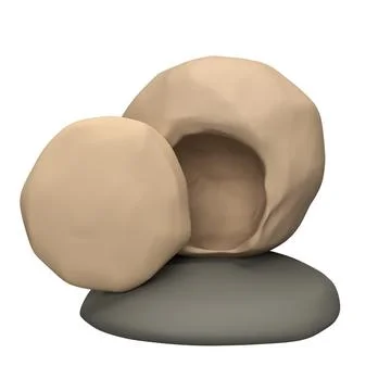 He is risen. Easter resurrection 3d icon illustration. Cave with large stone at Stock Illustration