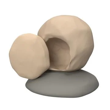 He is risen. Easter resurrection 3d icon illustration. Cave with large stone at Stock Illustration