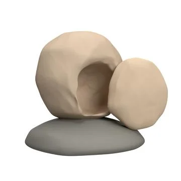 He is risen. Easter resurrection 3d icon illustration. Cave with large stone at Stock Illustration