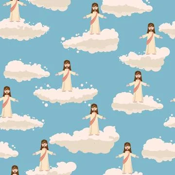 He is risen Easter seamless pattern, cross sky, cloud Illustrazione stock