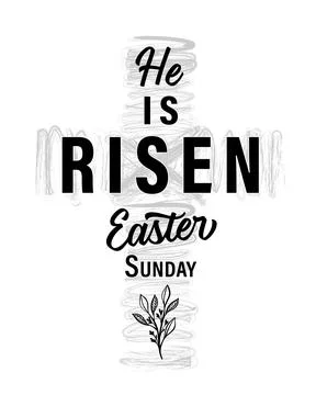 He is RISEN Easter sunday christian print Illustrazione stock