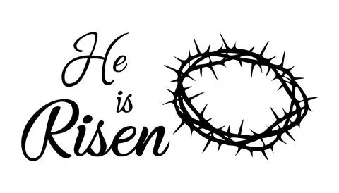 He is risen. Hand drawn calligraphy lettering for the Easter holidays banne.. Illustrazione stock