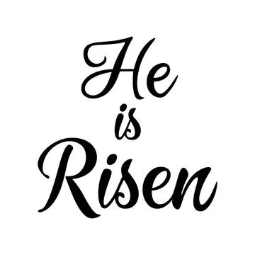 He is risen. Hand drawn calligraphy lettering for the Easter holidays. Conc.. Illustrazione stock