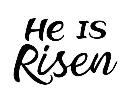 He is risen. Hand drawn calligraphy lettering for the Easter holidays. Conc.. Illustrazione stock