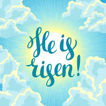 He is risen. Happy Easter concept illustration or greeting card. Religious Stock Illustration