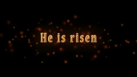 He is Risen. Happy Easter Golden Text and Glittering Particles Stock Footage 125642586