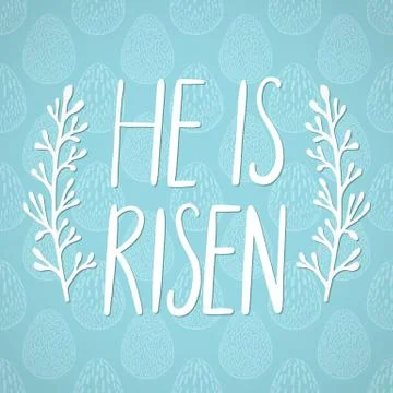 He is risen, Happy Easter holiday celebration card Illustrazione stock