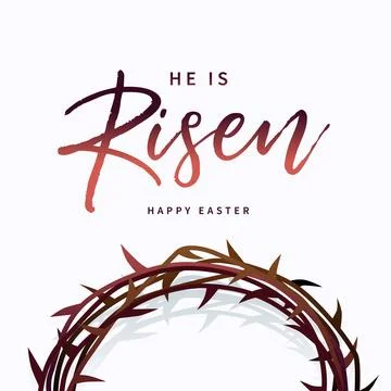 He is Risen, Happy Easter holiday banner with Crown of thorns Stock Illustration