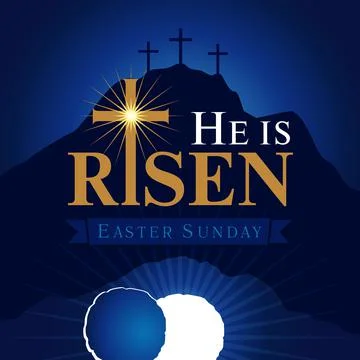 He is risen navy blue card Illustrazione stock